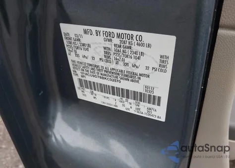 2011 Ford Escape Xlt из США, поврежденный, VIN 1FMCU9D78BKC02570